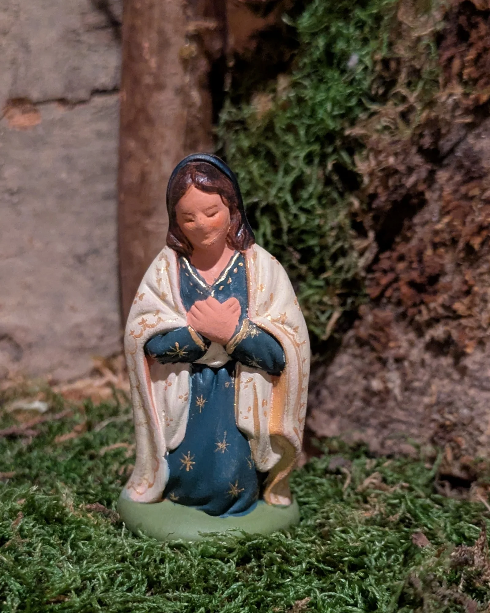 Vierge Marie — Bleu gris et blanc