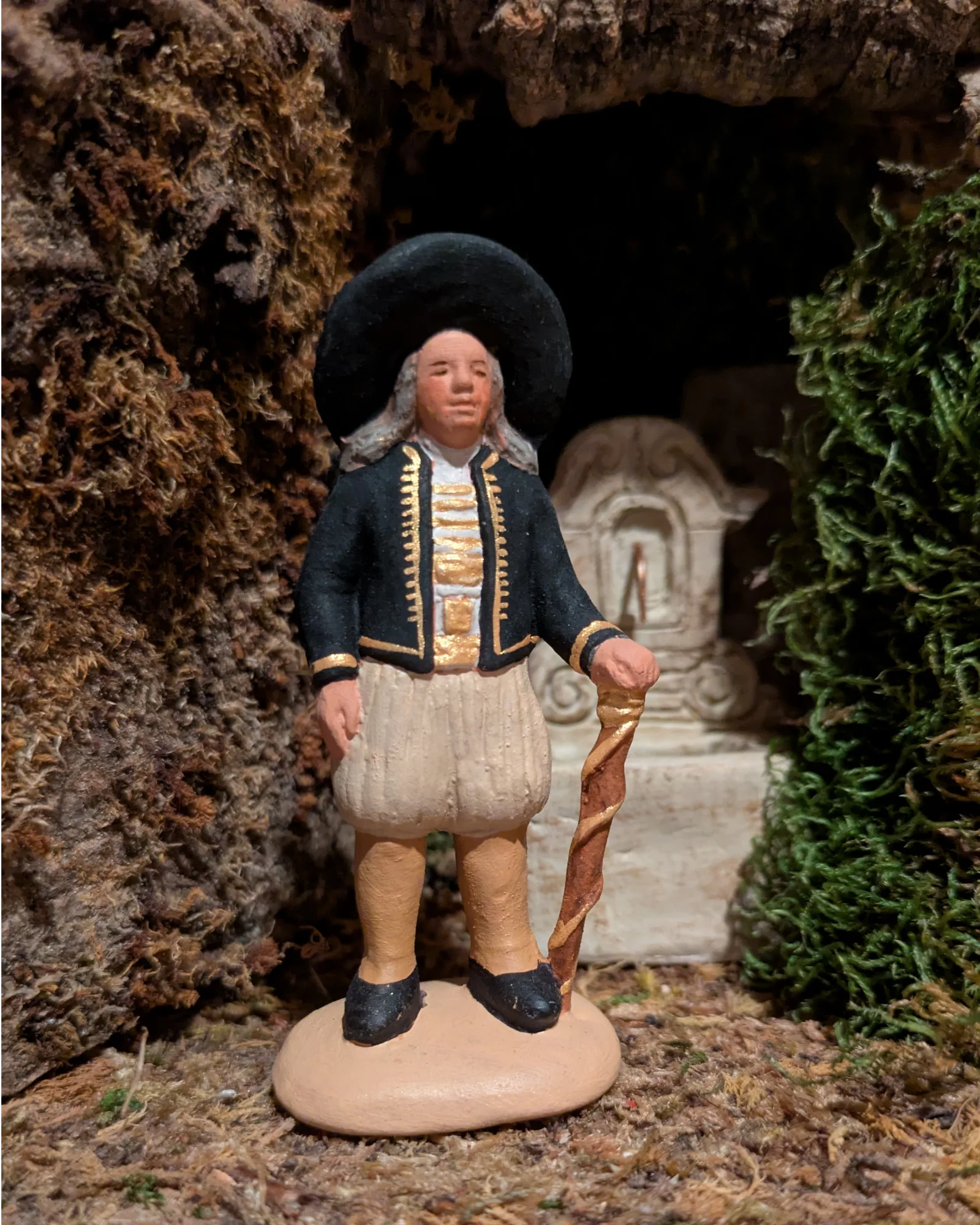 Breton Quimper au large chapeau — Noir et beige