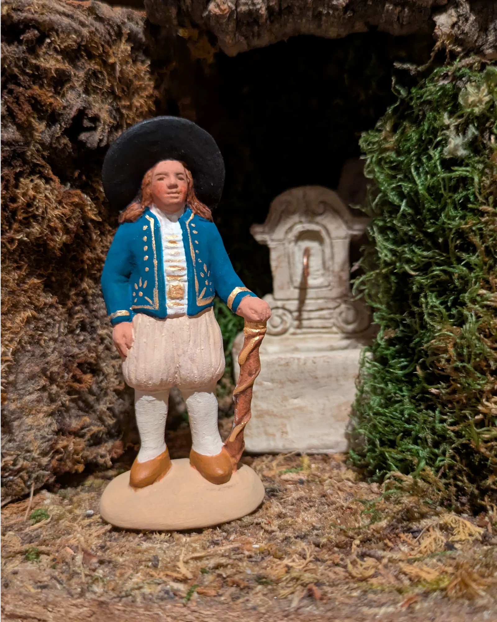 Breton Quimper au large chapeau — Bleu et beige